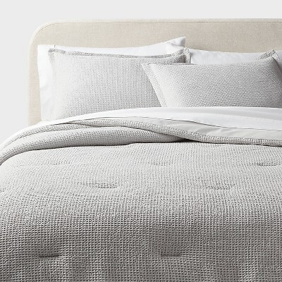 Twin/Twin Extra Long Washed Waffle Weave Comforter and Sham Set Comfort Light