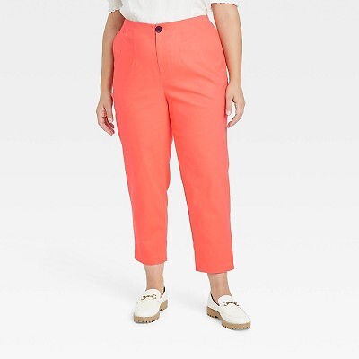 

Женские брюки большого размера с высокой посадкой и зауженными щиколотками - Ava - Viv Coral Orange, Оранжевый