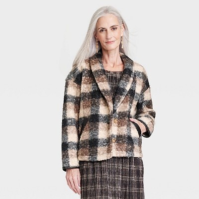 

Женское пальто-свитер в клетку - Knox Rose Black Plaid, Черный