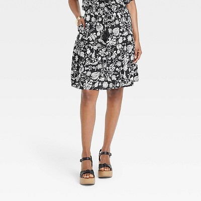 

Многоярусная мини-юбка А-силуэта для женщин - Knox Rose Black Floral, Черный