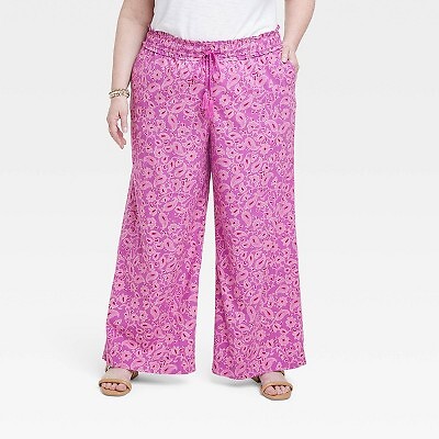 

Женские широкие брюки свободного кроя — Knox Rose Magenta Floral, Пурпурный