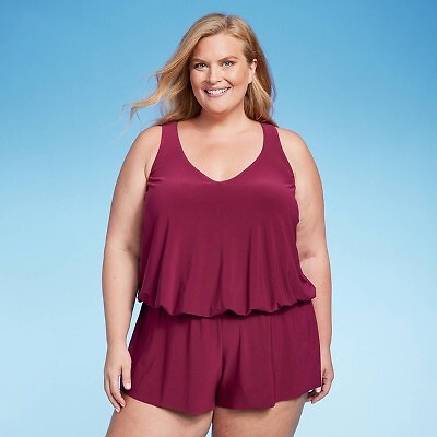 

Женский купальник UPF 50 V-образным вырезом Racerback Swim Romper One Piece Swimsuit - Aqua Green, Burgundy
