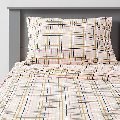 Queen Plaid Print Cotton Sheet Set - Pillowfort