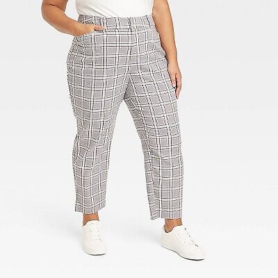 

Женские брюки с высокой посадкой, зауженные к щиколотке - Ava - Viv Cream Plaid
