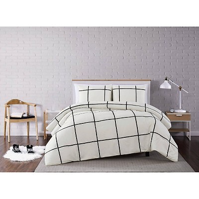 Truly Soft Everyday King Kurt Windowpane Comforter Set Ivory/Black