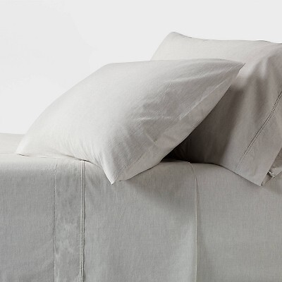 King 250 Thread Count Percale Sheet Set Gray Chambray Threshold