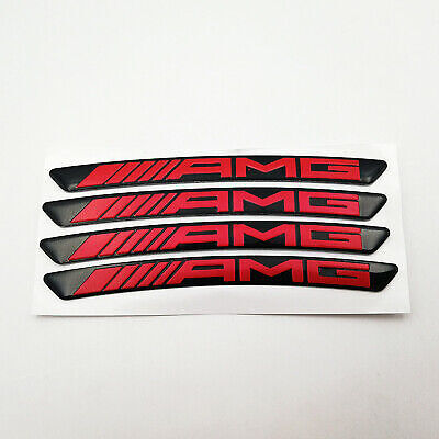 4Pcs 3D Silver Black Sticker For AMG Sport Wheel Wheels Rim Decal Emblem Badge