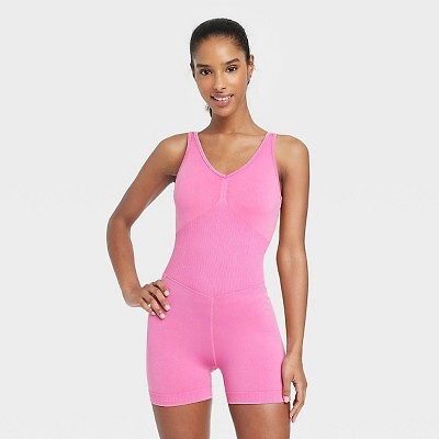 

Женское бесшовное короткое боди - JoyLab Berry Pink, Розовый