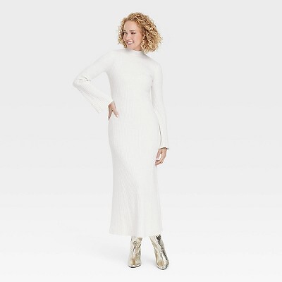 Women's Long Sleeve Maxi Sweater Dress - A New Day Oatmeal S