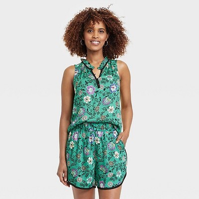 

Женская майка с v-образным вырезом - Knox Rose Green Floral, Зеленый