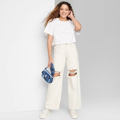 

Женские джинсы Baggy со сверхвысокой посадкой - Wild Fable Off-White, Белый