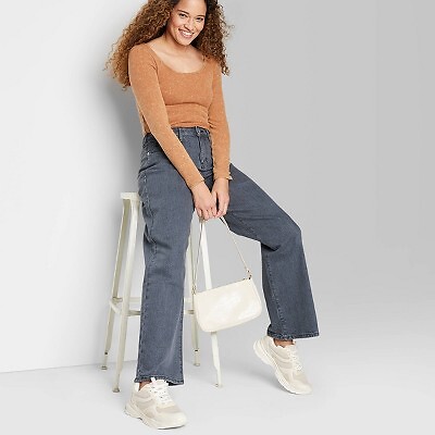 

Женские джинсы мешковатые со сверхвысокой посадкой - Wild Fable Dark Grey Wash, Not available