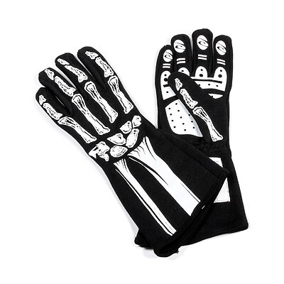 Rjs Safety 600080135, 2 Pack Black Sin Fits gle Layer White Skeleton Gloves X-La