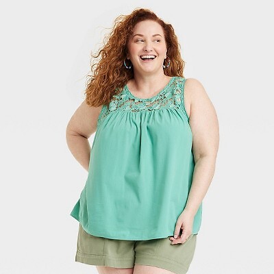 

Женская блуза без рукавов с широкими бретелями - Knox Rose Batik Green, Зеленый