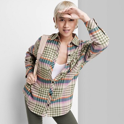

Женская фланелевая рубашка оверсайз на пуговицах — Wild Fable Plaid XXS, Not available