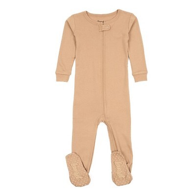 

Leveret Kids Хлопковая пижама на ступнях однотонная бежевая для детей 3-6 месяцев, Бежевый