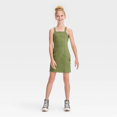 

Джинсовое платье для девочки - арт-класс Оливково-зеленый, Olive green