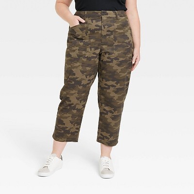 

Женские брюки с высокой посадкой, камуфляж с универсальной нитью, Camo