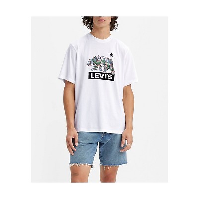 

Мужская футболка свободного кроя с короткими рукавами Levis Boxtab Bear — белый