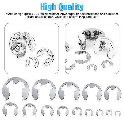 Stainless Steel E-Clip Circlip Kit Assortment Set 14 Sizes 380Pcs