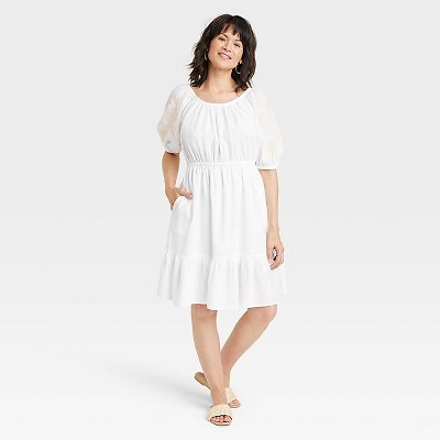 

Женское платье с вышивкой с рукавом 3/4 — Knox Rose White XL, Not available