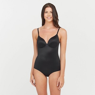 

ASSETS BY SPANX Женское корректирующее боди Flawless Finish с чашечками и вырезом на спине, Черный