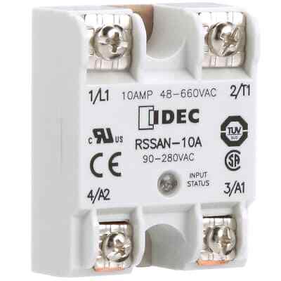 IDEC RSSAN-10A Relay, 90 to 280 VAC, Solid State, 10 A, 30 A, Panel Mount, 4000