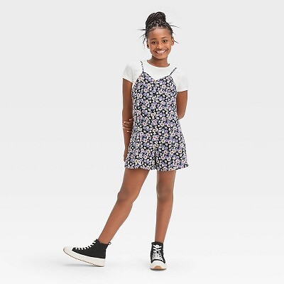 

Комбинезон 2 по цене 1 для девочек с футболкой с коротким рукавом - арт-класс, черный