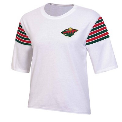 

NHL Minnesota Wild Женская белая модная футболка свободного кроя, Белый