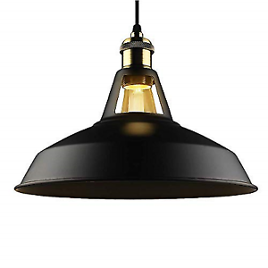 B2ocled 1 Light Pendant Retro Industrial Lighting Black Paint Metal Aluminum