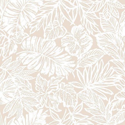 Обои RoomMates Batik Tropical Leaf Peel & Stick, бежевые