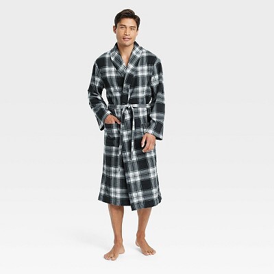 

Мужской халат из микрофлиса в клетку — Goodfellow - Co, черный, L/XL, Not available