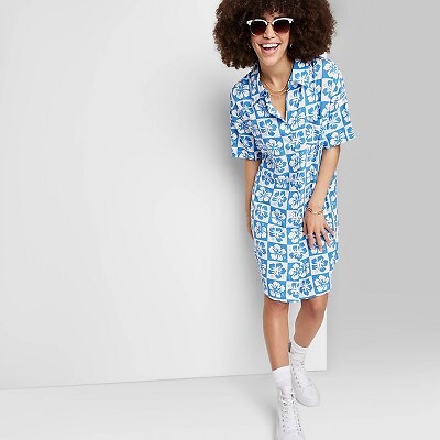 

Женское платье в клетку с графическим воротником Ascot + Hart Aloha Flowers - Синий M, Not available