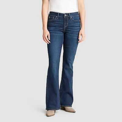 

Женские джинсы со средней посадкой DENIZEN from Levis Bootcut - темно-синие 14, короткие, Dark blue
