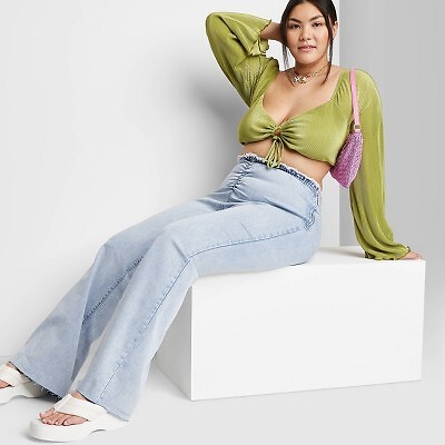 

Женские расклешенные брюки со средней посадкой - Wild Fable Light Wash