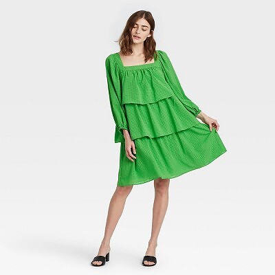 

Женское платье-баллон с длинным рукавом - Who What Wear Green, Зеленый