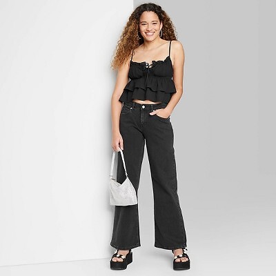 

Женские джинсы Baggy с заниженной талией - Wild Fable Black Wash, Черный
