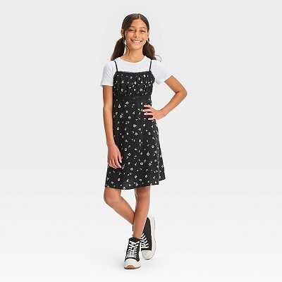 

Платье 2 по цене 1 для девочек с кружевной отделкой - арт-класс Черный с цветочным принтом M, Not available