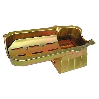 Milodon Oil Pan 30907; Street/Strip 8.25 in. 6qt Gold for 80-85 SBC Dart SHP