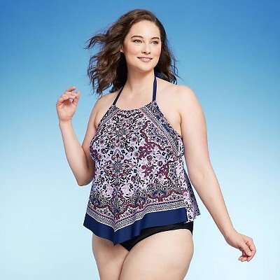 

Женский топ танкини больших размеров с лямкой на шее и лямками - Kona Sol Multi Floral, Not available