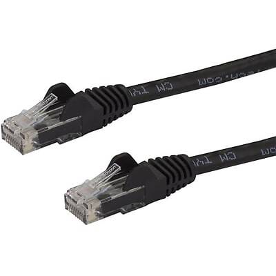 1pc STARTECH.COM N6PATCH12BK 12 ft Black Cat6 Ethernet Patch Cable with Snagles