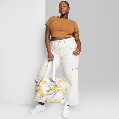 

Женские мешковатые джинсы карго с высокой посадкой — Wild Fable Off-White 17, Not available