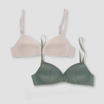 

Maidenform Self Expressions Womens 2pk Wireless Bra SE0583 - Глянцевое/Оливковое кружево, Not available