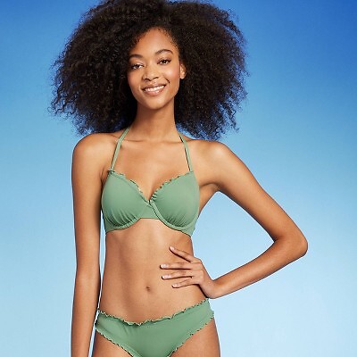 

Верх бикини с оборками и легкой подкладкой для женщин - Shade - Shore Wasabi Green, Зеленый