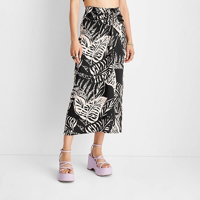 

Женская струящаяся юбка-миди с завязками спереди и ботаническим принтом - Future Collective with Alani, Not available