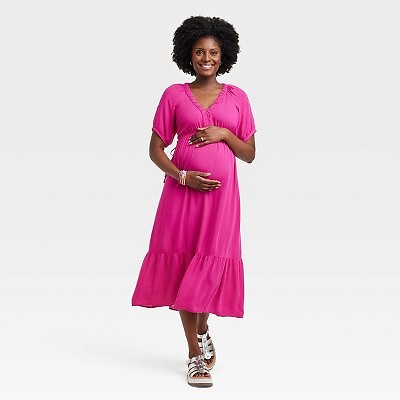 

Тканое платье для беременных с рукавами до локтя и завышенной талией - Isabel Maternity by Ingrid -, Красный