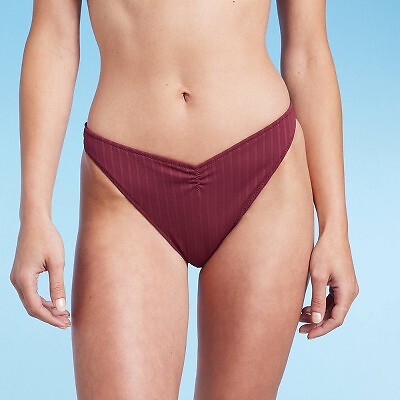 

Женские плавки бикини в рубчик с высокими штанинами Extra Cheeky - Shade - Shore Dark Red, Красный