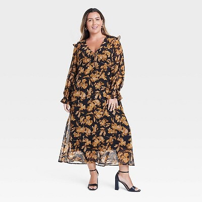 Women's Long Sleeve Sheer Maxi Dress - A New Day