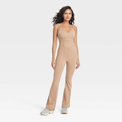 Расклешенное длинное боди для женщин - JoyLab Light Brown XS