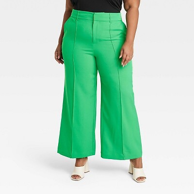 

Широкие брюки с высокой посадкой для женщин — Ava - Viv Emerald Green, Зеленый